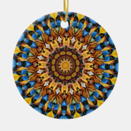 葉とPebbles Mandala 02 セラミックオーナメント (正面)