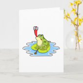 葉に乗ったカエルと昆虫 カード (黄色い花)