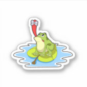 葉に浮かぶカエルの昆虫 シール (正面)