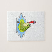 葉に浮かぶカエルの昆虫 ジグソーパズル (横)