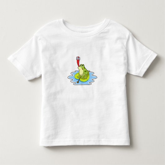 葉に浮かぶカエルの昆虫 トドラーTシャツ (正面)