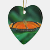 葉に鮮やかなオレンジと黒い蝶 セラミックオーナメント (左)