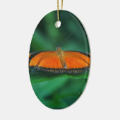 葉に鮮やかなオレンジと黒い蝶 セラミックオーナメント (左)