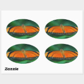 葉に鮮やかなオレンジと黒い蝶 楕円形シール (シート)