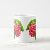 葉に2つのラズベリー コーヒーマグカップ (中央)