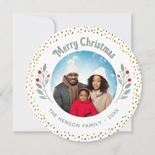 葉のきらめきクリスマス家族写真 シーズンカード (正面)