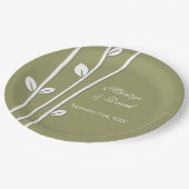 葉のついた白い枝 ペーパープレート (アングル)