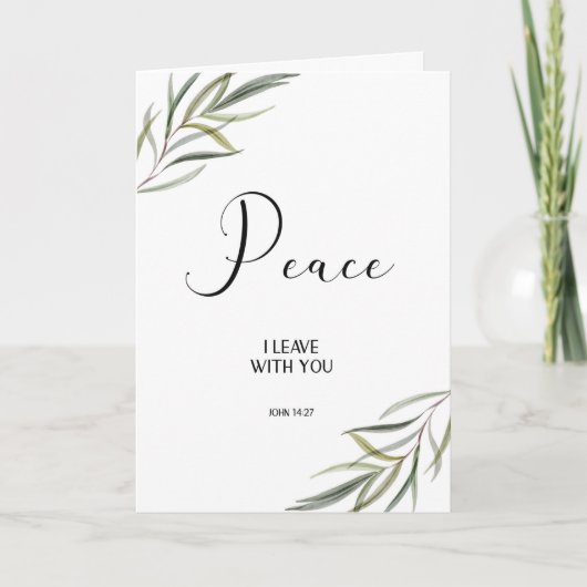 葉のついた聖書の一節 感謝の気持ちを込めた折りたたみカード サンキューカード (正面)