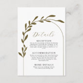 葉のアーチのミニマルな結婚式の詳細 エンクロージャーカード (正面)