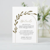葉のアーチのミニマルな結婚式の詳細 エンクロージャーカード (スタンド正面)