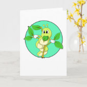 葉のイモムシ カード (黄色い花)