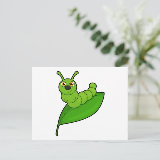 葉のイモムシ ポストカード (スタンド正面)