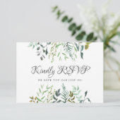 葉のウェディング返信カード 歌のリクエストと食事の選択 出欠カード (スタンド正面)