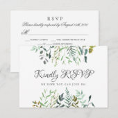 葉のウェディング返信カード 歌のリクエストと食事の選択 出欠カード (正面/裏面)