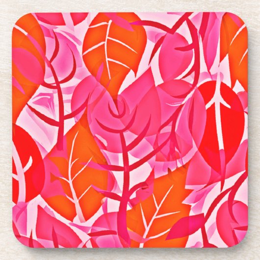 葉のエレガンス鮮やかパターン コースター (正面)