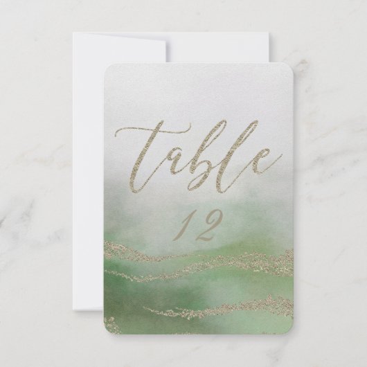 葉のエレガントな水彩画 ウェディングテーブルナンバー 招待状 (正面)