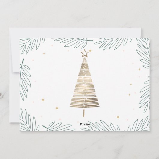 葉のエレガントクリスマスJoy家族の写真グリーティング シーズンカード (裏面)