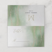 葉のエレガントテーブル番号の淡水色 プレイスカード (外部開封)