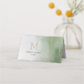 葉のエレガントテーブル番号の淡水色 プレイスカード (裏面)