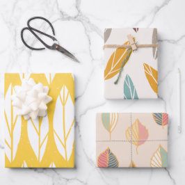 葉のエレガントパターン ラッピングペーパーシート