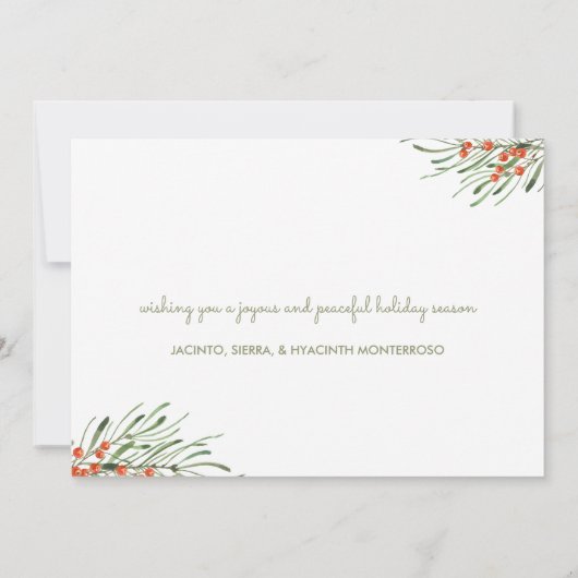 葉のエレガント果実フェリズナヴィッダクリスマス シーズンカード (裏面)