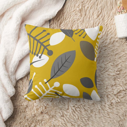 葉のオークル クッション (ブランケット)