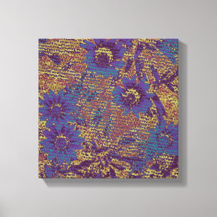 葉のカムフラージュパターンに対する青い花 キャンバスプリント