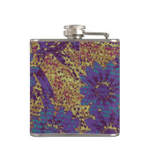 葉のカムフラージュパターンに対する青い花 フラスク (裏面)