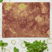 葉のカムフラージュパターンに対する黄色い花 キッチンタオル (折り畳み)