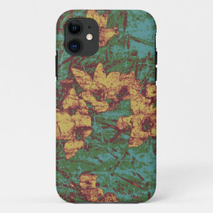 葉のカムフラージュパターン2に対する黄色い花 iPhone 11 ケース