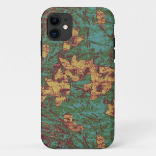 葉のカムフラージュパターン2に対する黄色い花 iPhone 11 ケース