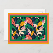 葉のカラフル模様 ポストカード (正面/裏面)