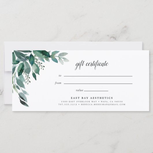 葉のギフト券 (裏面)