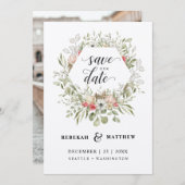 葉のクリスマス結婚の |写真の保存日付 セーブザデート (正面/裏面)