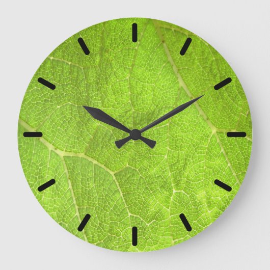 葉のクローズアップ ラージ壁時計 (正面)