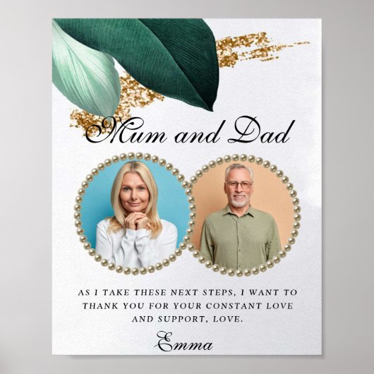 葉のグリッター花嫁ギフトポスターの親 ポスター (正面)