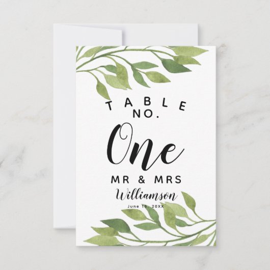 葉のグリーン 装飾 テーブルナンバー パーティー/ウェディング (正面)