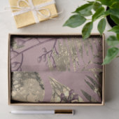 葉のコラージュと果実の濃いピンク 薄葉紙 (ギフト)