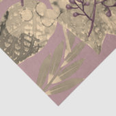 葉のコラージュと果実の濃いピンク 薄葉紙 (詳細)