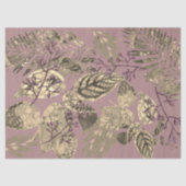 葉のコラージュと果実の濃いピンク 薄葉紙 (正面)