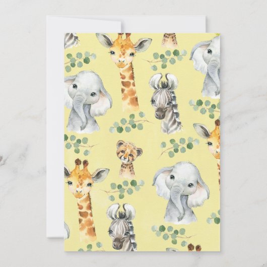 葉のサファ素朴リ動物のベビーシャワー 招待状 (裏面)
