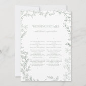 葉のサージグリーンエレガントモノグラムディテールウェディング 招待状 (裏面)