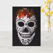 葉のスカルのマスク カード (黄色い花)