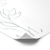 葉のセージ緑エレガントモノグラム結婚の座席 ポスター (角)