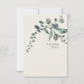 葉のティール（緑がかった色）&クリー結婚ムズサンキュー サンキューカード (正面)