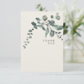 葉のティール（緑がかった色）&クリー結婚ムズサンキュー サンキューカード (スタンド正面)