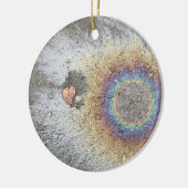 葉のハートおよび虹の名前入りなオーナメント セラミックオーナメント (左)