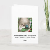 葉のバースデー・カードを食べているコアラ カード (裏面)