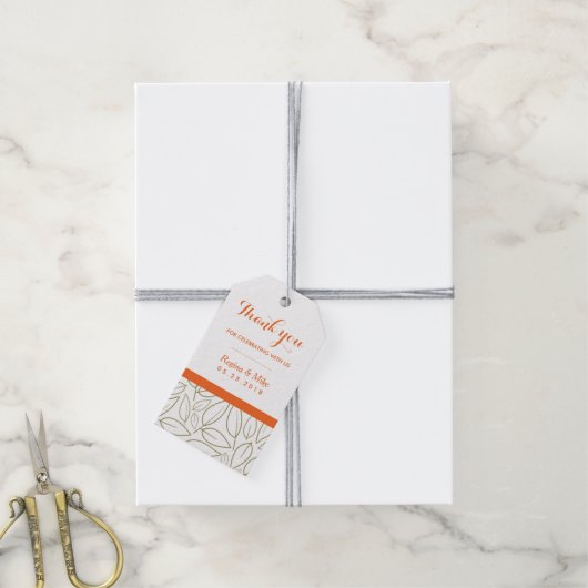 葉のパターンありがとう結婚のギフトラベル ギフトタグ (より糸付き)