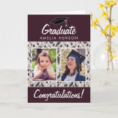 葉のパターンおめでとう卒業生2写真 カード (黄色い花)